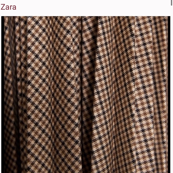 Zara MIDI Pleated Check Skirt Sz: L - Picture 7 of 9